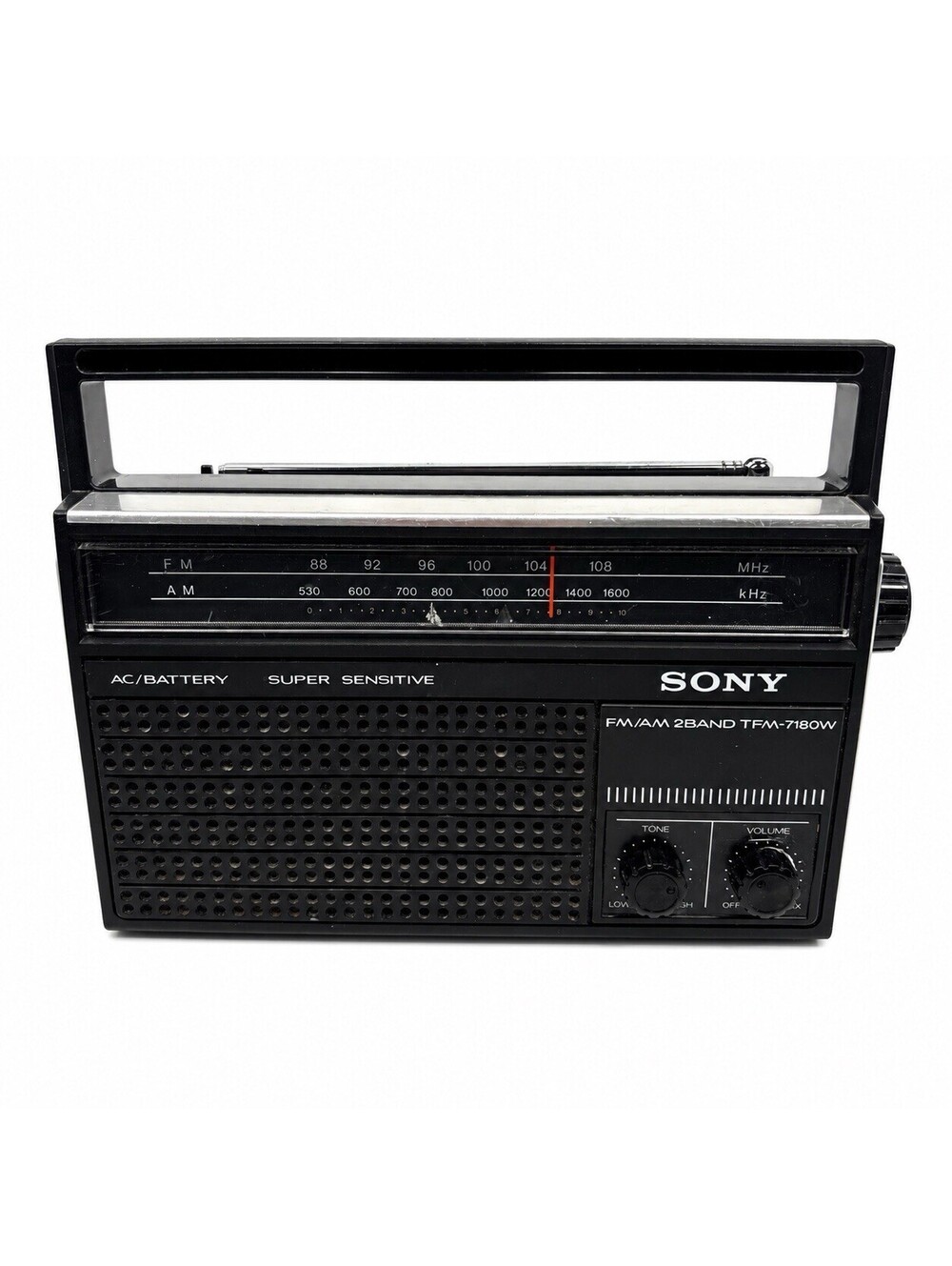 Sony TFM-7180W Portable AM/FM Radio Transistor Tested Working READ